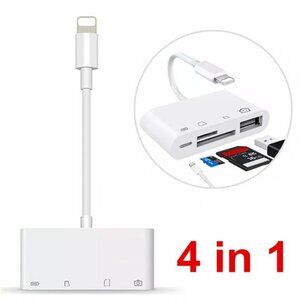 4-in-1 iPhone SD Card Reader - Lightning to USB Adapter for iPad & Camera